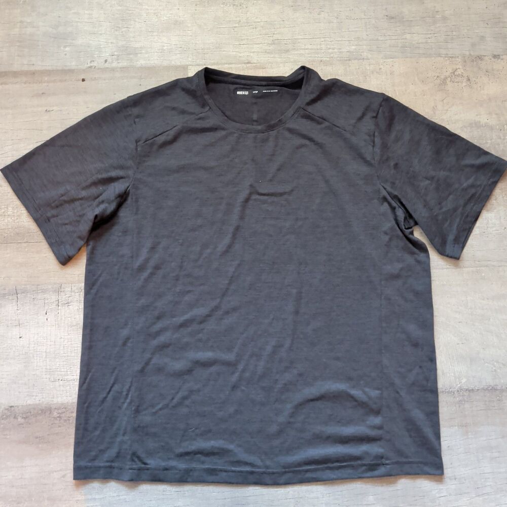 REI Co-op Mens Short Sleeve Athletic Shirt Large Gray Heathered Workout Gym
